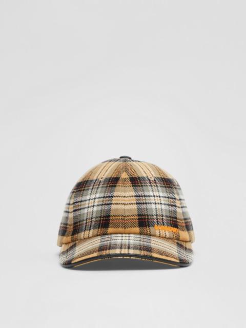 Burberry Logo Detail Check Cotton Flannel Baseball Cap