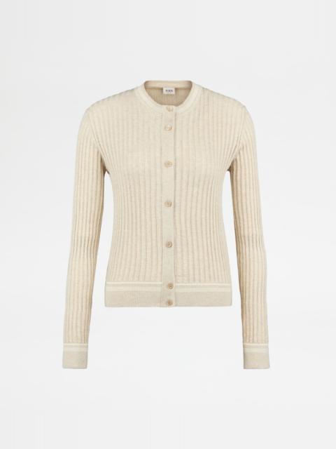 Tod's CARDIGAN IN COTTON - BEIGE