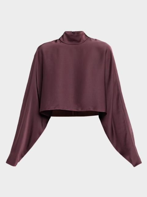 LAPOINTE Lightweight Satin Crop Caftan Top