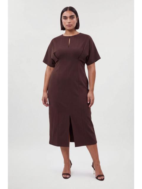 KAREN MILLEN Plus Size Pleat Detail Ponte Keyhole Midi Dress