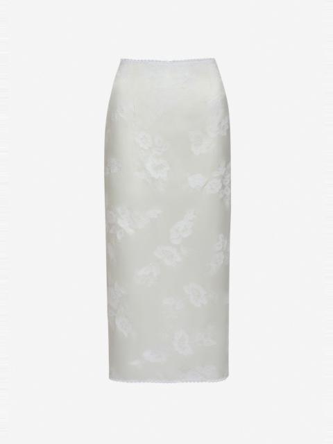 MAGDA BUTRYM Embroidered satin midi skirt in white