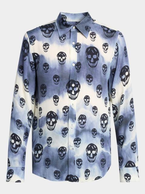 Alexander McQueen Men's Viscose Tie-Dye Skull Sport Shirt