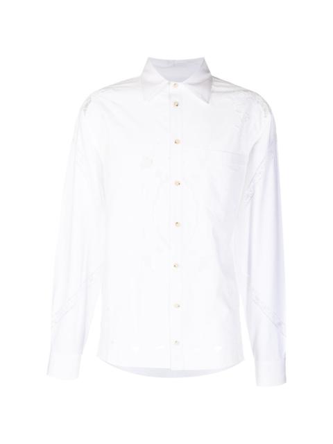 Marine Serre floral embroidered cut-out shirt