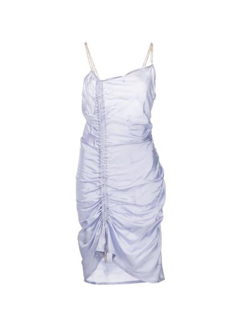 crystal-strap ruched dress
