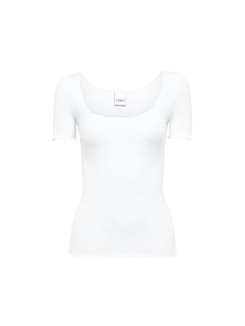Chloé SCOOP-NECK FITTED T-SHIRT IN COTTON