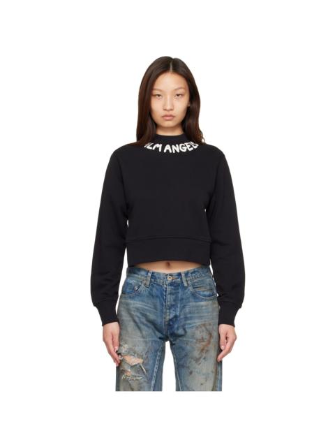 Palm Angels Black Neck Logo Fitted Sweatshirt