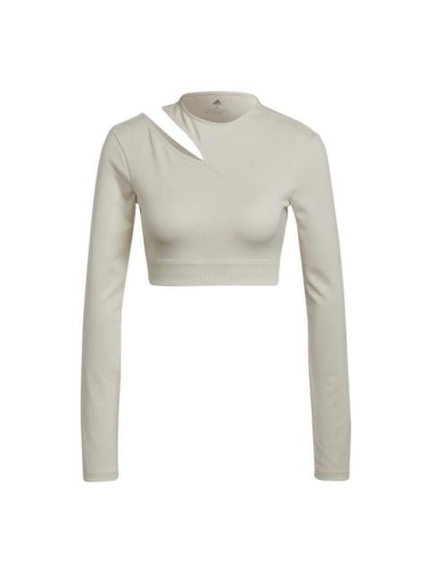 adidas (WMNS) adidas Solid Color Sports Gym Long Sleeves Light Yellow HM3180