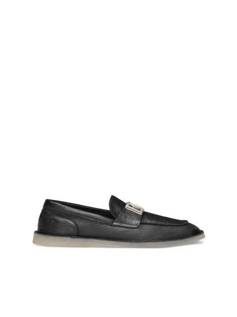 logo-plaque leather loafers