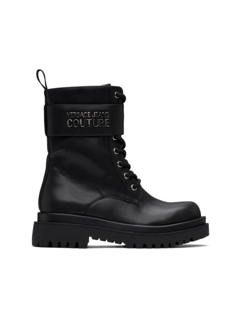 VERSACE JEANS COUTURE Black Logo Drew Boots