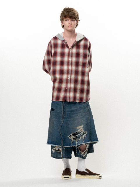 KAMIYA OG Check Sun-Faded Hooded Shirt