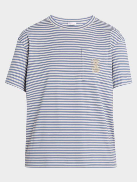 Brunello Cucinelli Striped Cotton Jersey Short-Sleeve T-Shirt
