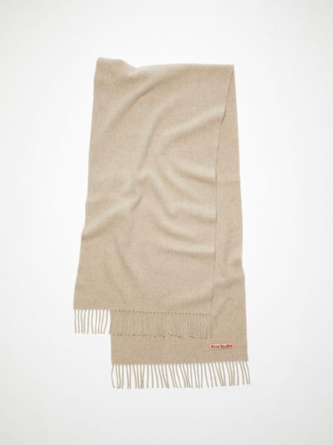 Fringe wool scarf – Narrow - Oatmeal melange