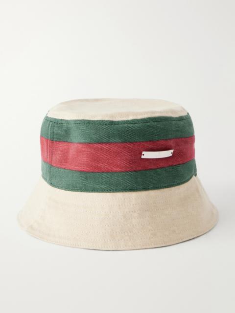 GUCCI Webbing-trimmed Cotton Bucket Hat