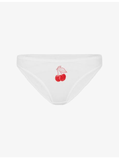 Agent Provocateur Perri Cherry-Embroidered Sheer-Tulle Tanga Briefs