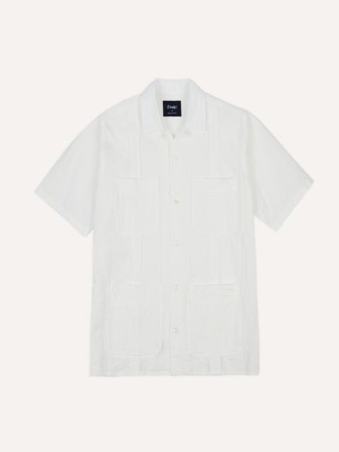 Drake's White Cotton-Linen Short Sleeve Cuban Shirt