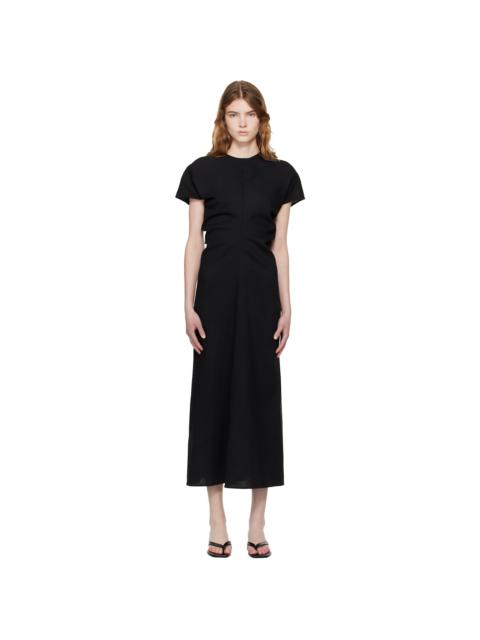TOTEME Black Slouch Waist Wool Maxi Dress