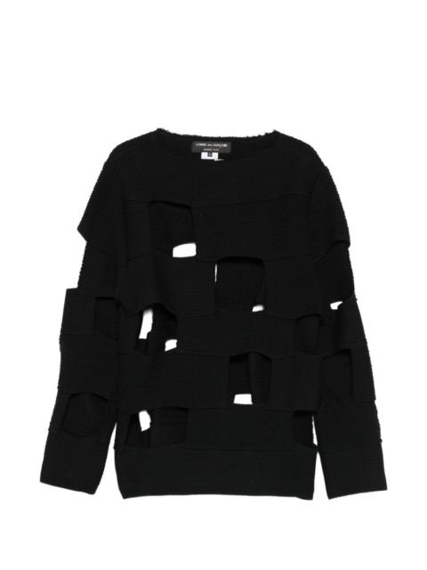 Comme des Garçons Homme Plus panelled knitted crew neck sweater