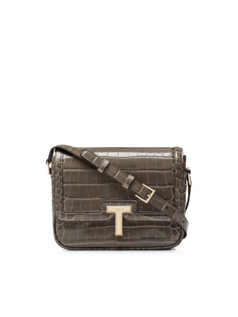 TOM FORD SHINY STAMPED CROCODILE LEATHER WALLIS SMALL SHOULDER BAG