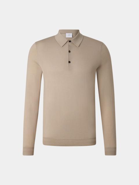 BOGNER Knitted polo long-sleeved top Jake in Camel
