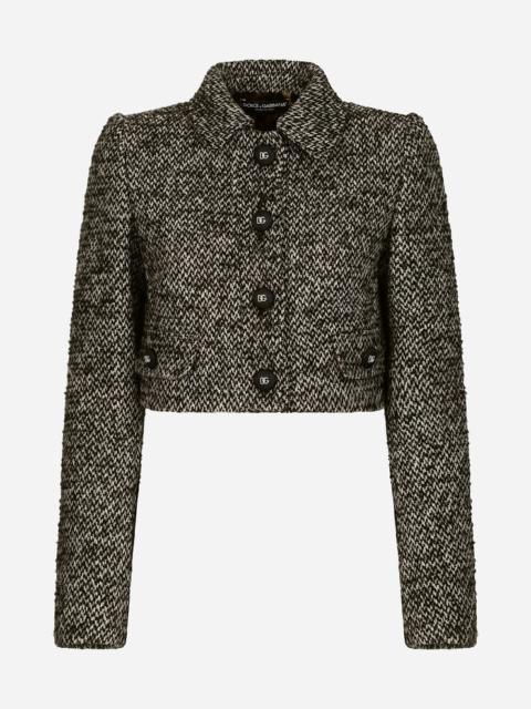 ジャケット DOLCE&GABBANA SHORT RASCHEL TWEED JACKET Short raschel tweed jacket in Black for Women