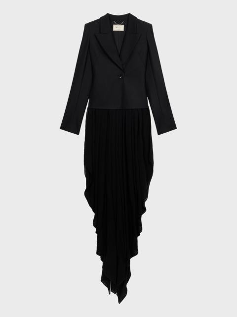 Blumarine JACKET IN COMPACT FABRIC WITH TULLE TRAIN