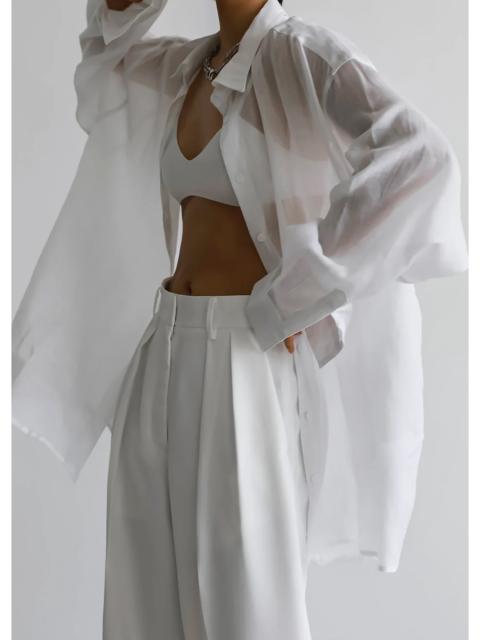 The Frankie Shop Marlow Oversized Linen Shirt - White