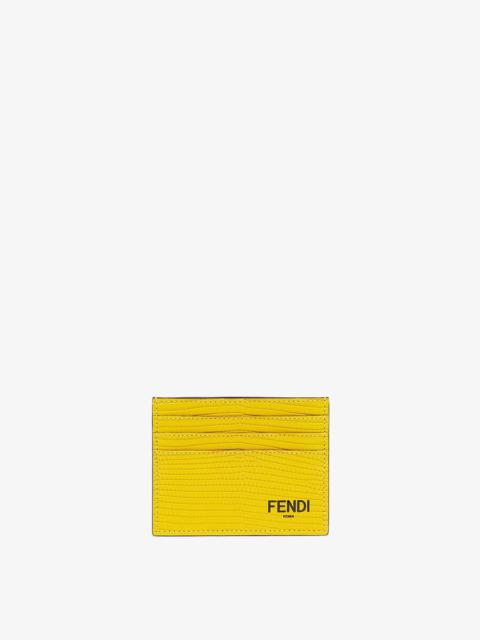 FENDI Yellow lizard leather card holder