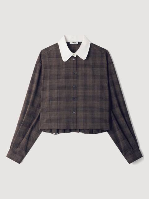Sandro CHECK SHIRT WITH CONTRAST COLLAR