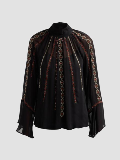 VERONICA BEARD Women's Tairis Embroidered Blouse - Black