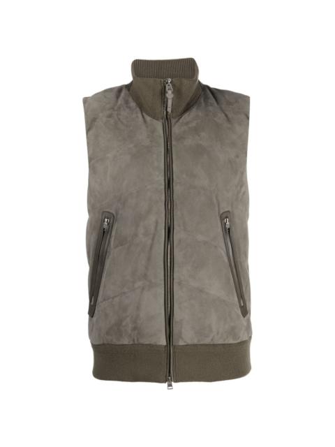 panelled suede quilted jacket
