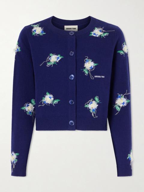 SHUSHU/TONG Cropped Embroidered Wool Cardigan