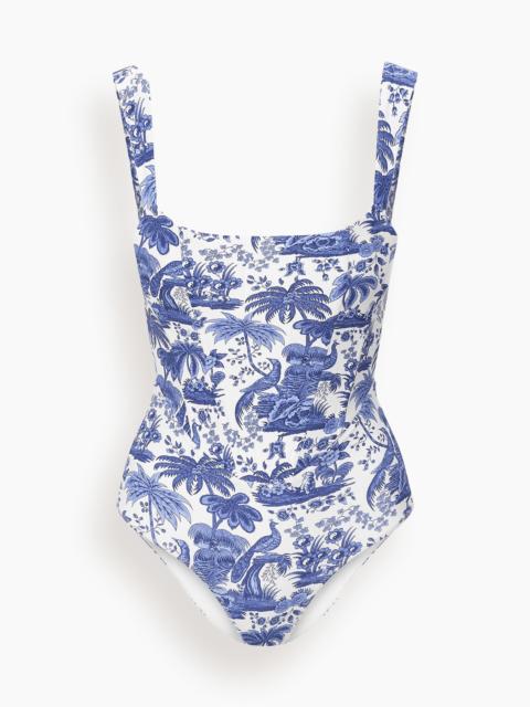 STAUD Adelaide One Piece in Blue Toile