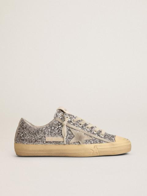 Golden Goose V-Star LTD sneakers in silver glitter with ice-gray suede star