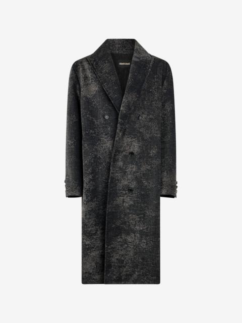 Roberto Cavalli Double-Breasted Coat with Distressed Effect