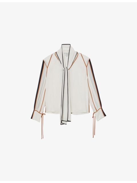 REISS Lulu Tie-Neck Woven Blouse