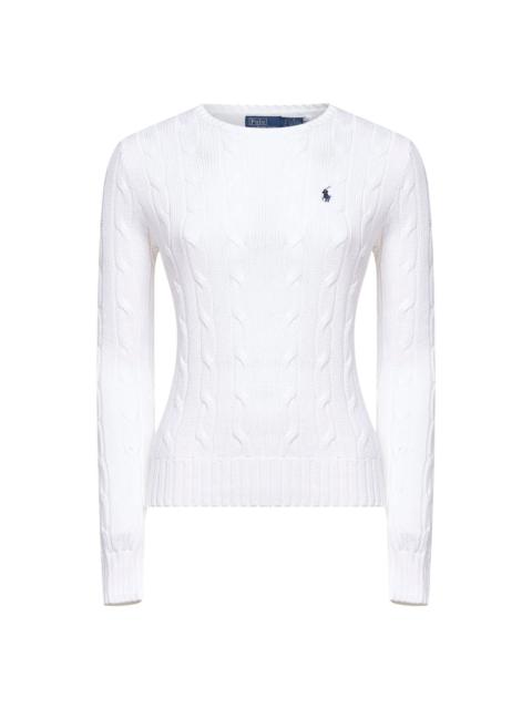 Polo Ralph Lauren White cable-knit cotton crewneck sweater