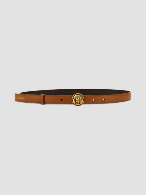 VERSACE Women's Logo Leather Belt - Leather Gold