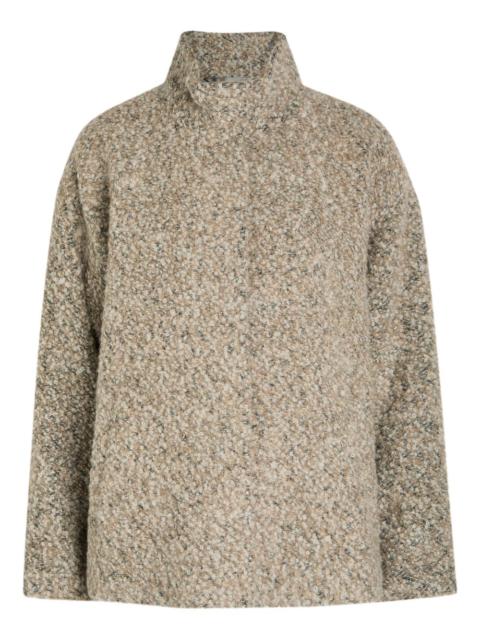 EILEEN FISHER funnel-neck bouclé-texture jacket