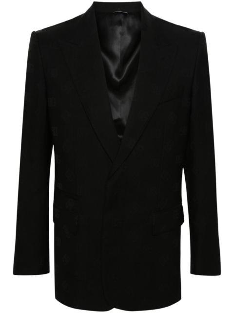 monogram-jacquard wool blazer