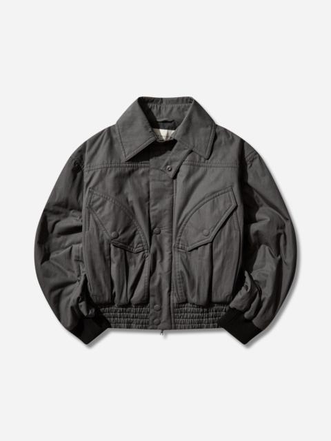 Dries Van Noten Men's Overdyed Cotton Bomber Jacket Dark Grey