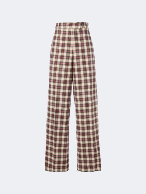 Dries Van Noten Plaid cotton flannel wide-leg pants