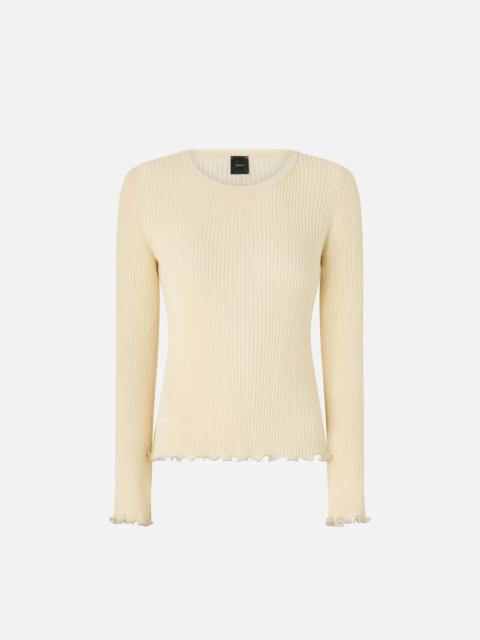 PINKO RIBBED SWEATER WITH JEWEL EDGES