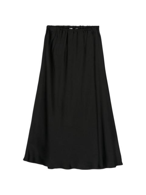 flared satin midi skirt