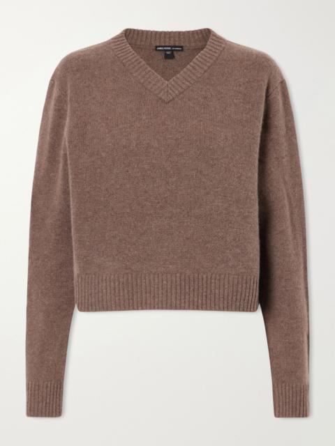 JAMES PERSE Rib-trimmed cashmere sweater Light brown