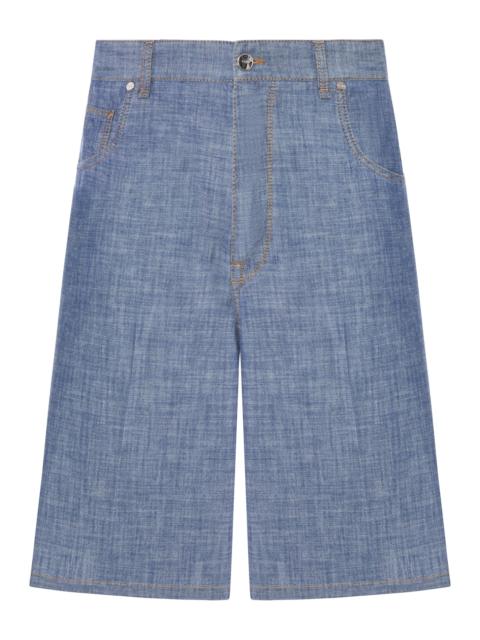 FENDI LIGHT BLUE CHAMBRAY BERMUDA SHORTS