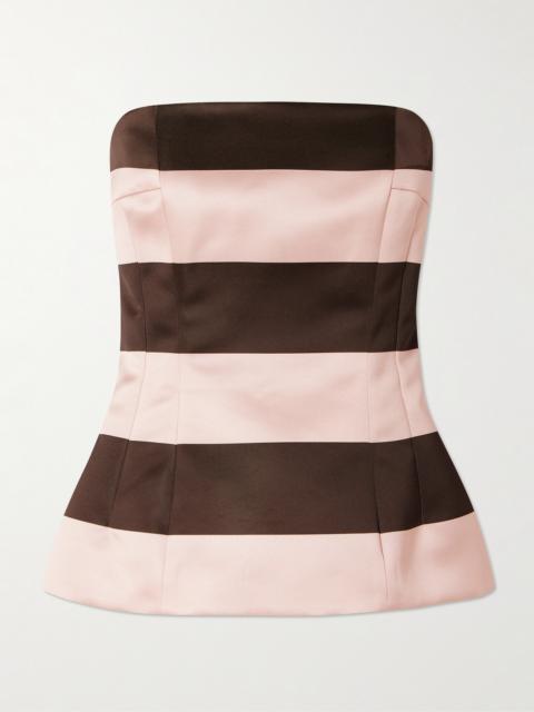 EMILIA WICKSTEAD Kerina Striped Strapless Duchesse-satin Top