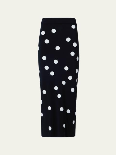AKRIS Polka Dot Knit Midi Tube Skirt