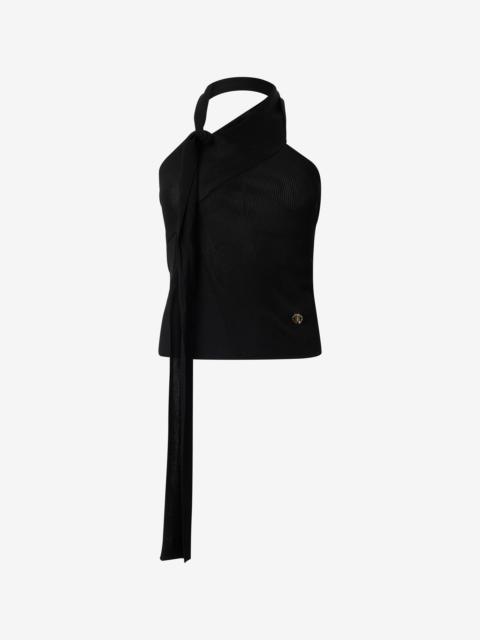 Roberto Cavalli Black Open-Shoulder Knitted Top