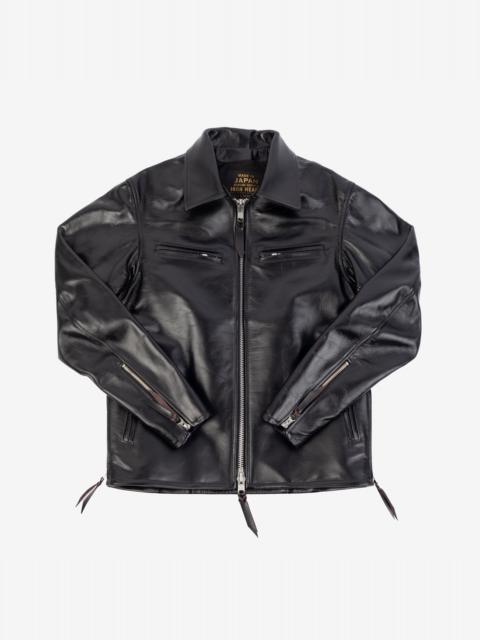 IHJ-54-BLK Japanese Horsehide Rider’s Jacket with Collar - Black (Tea-Core Dyed)