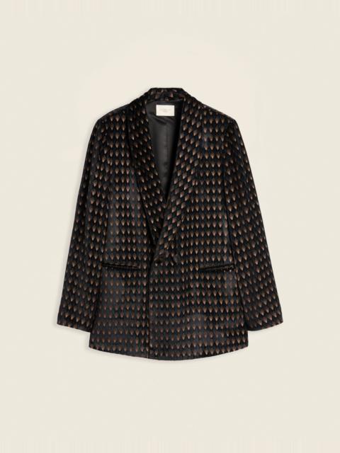 SLOWEAR Viscose and silk velvet double-breasted jacket